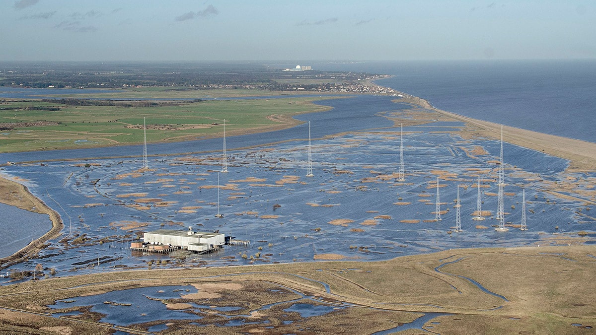 The Orfordness transmitting station in Suffolk, England